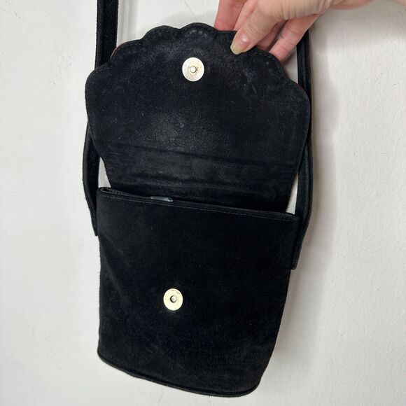 Cab Blanche Shell Canteen Black Suede Rainbow Clamshell Fold Crossbody Purse - Picture 8 of 16